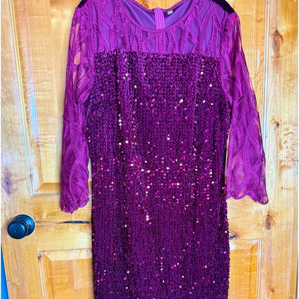 Maroon sequin knee length party dress
